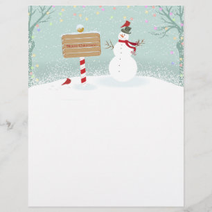 Christmas Snowman North Pole Letterhead