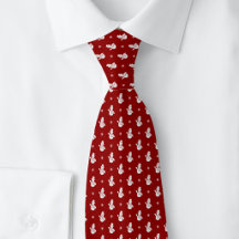 Christmas Snowman On Red