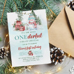 Christmas Snowman Onederful First Birthday Invitation<br><div class="desc">Christmas Snowman Onederful First Birthday Invitation</div>