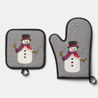 Christmas Snowman Oven Mitt & Pot Holder Set
