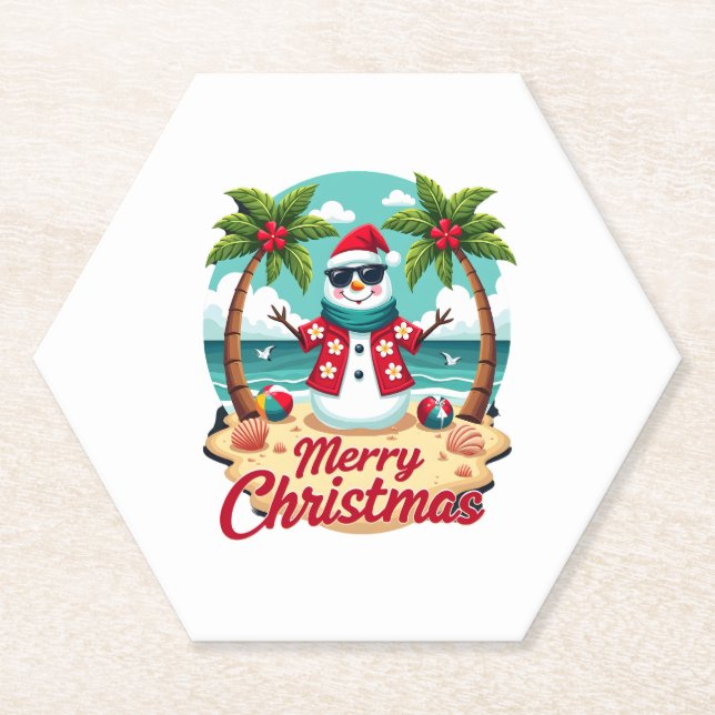 christmas Snowman Paper Coaster (Front)