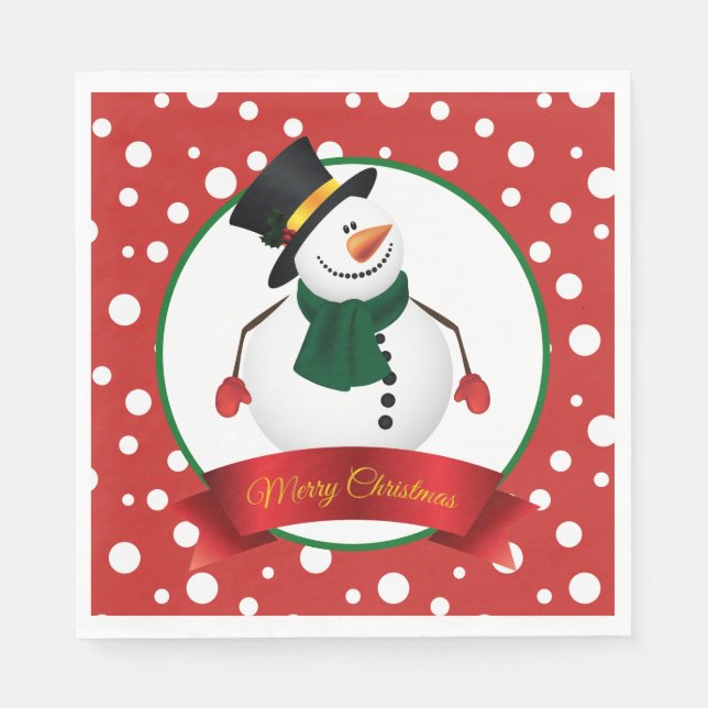 Christmas Snowman Paper Napkins (Front)