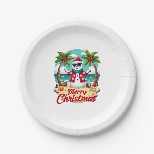 christmas Snowman Paper Plate (Front)