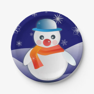 Christmas Snowman Paper Plate