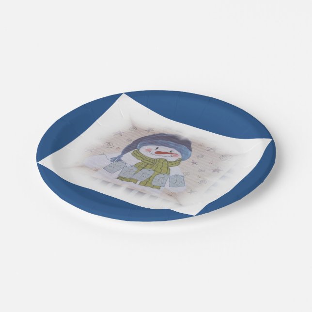 Christmas snowman paper plate (Angled)