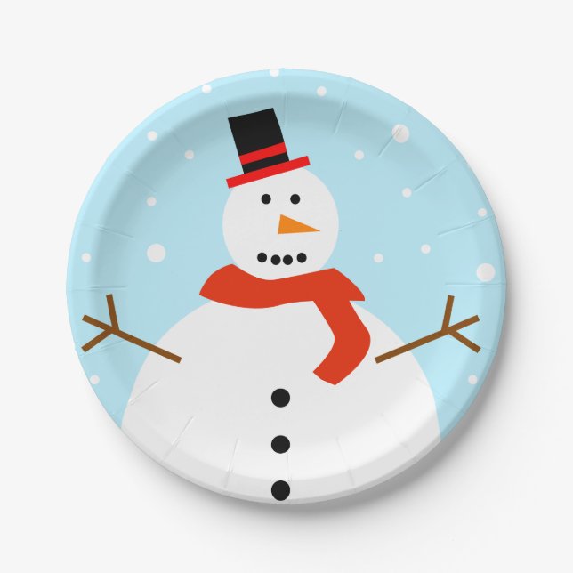 Christmas Snowman Paper Plates (Front)