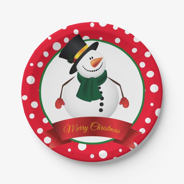 Christmas Snowman Paper Plates (Front)
