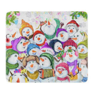 Christmas Snowman Party Cutting Board