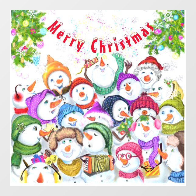 Christmas Snowman Party Funny Window Cling (Sheet)