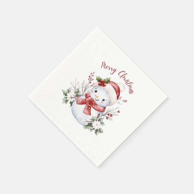 Christmas Snowman Party Paper Napkin (Corner)