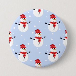Christmas Snowman Pattern 7.5 Cm Round Badge