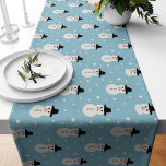 Christmas Snowman pattern in blue Short Table Runner<br><div class="desc">Table Runner with little snowmen in blue and white for a cosy home at winter. Find more matching items in my Collection "Christmas in red,  blue and white"</div>