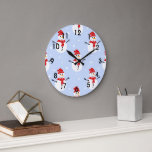 Christmas Snowman Pattern Large Clock<br><div class="desc">Christmas Snowman Pattern.</div>