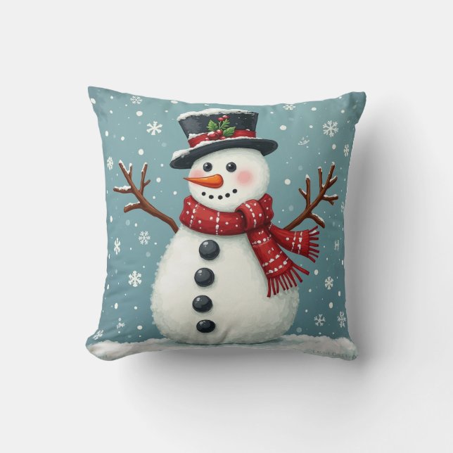 Christmas snowman pattern pillow cushion (Front)