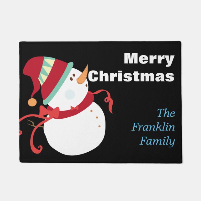 Christmas Snowman- Personalised Doormat (Front)