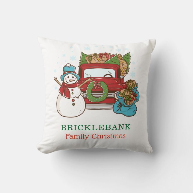 Christmas Snowman Personalised Family Cushion (Front)
