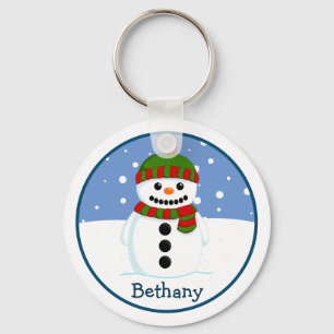 Christmas Snowman Personalised Key Ring
