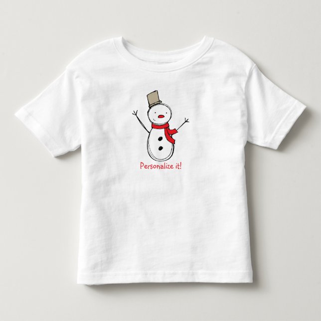 Christmas Snowman Personalised Kids Tee (Front)