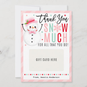 Christmas Snowman Pink Teacher Gift Card Holder