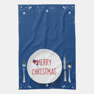 Christmas Snowman Plate Tea Towel