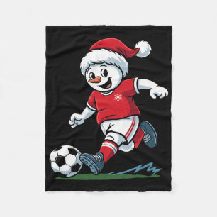 Christmas Snowman Playing Soccer Funny Player Todd Fleece Blanket