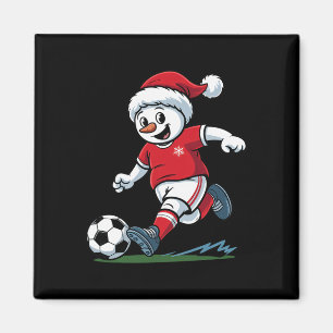 Christmas Snowman Playing Soccer Funny Player Todd Magnet