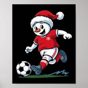 Christmas Snowman Playing Soccer Funny Player Todd Poster
