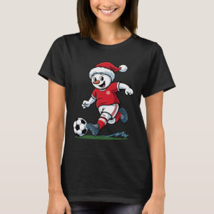 Christmas Snowman Playing Soccer Funny Player Todd T-Shirt