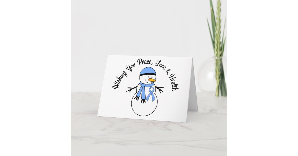 Christmas Snowman Prostate Cancer Ribbon Holiday Card | Zazzle