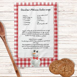 Christmas Snowman  Recipe keepsake Red Plaid Tea Towel<br><div class="desc">Christmas Snowman  Recipe keepsake Red Plaid
Type in your own recipe or keep My grandma's cookies recipe.
Create your own Recipe keepsake Christmas Red Buffaloe plaid Snowman Recipe keepsake,  green and black plaid. Our Personalised products are great gifts for any reason.</div>