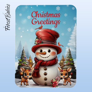 Christmas Snowman, Reindeer Xmas Holiday ☃️ 🦌 🎄 Magnet