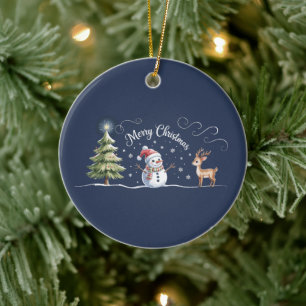 Christmas Snowman Reindeer Xmas Tree Winter Ceramic Tree Decoration