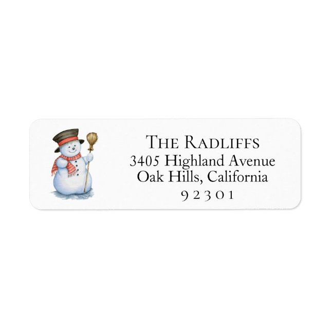 Christmas Snowman Return Address Label (Front)