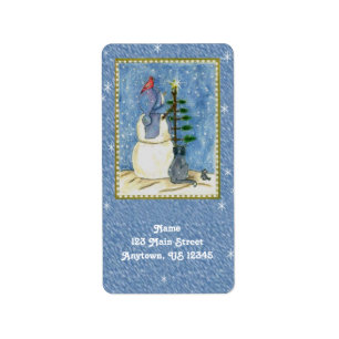 Christmas Snowman Return Address Labels