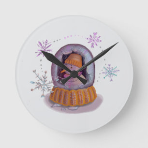 christmas snowman round clock