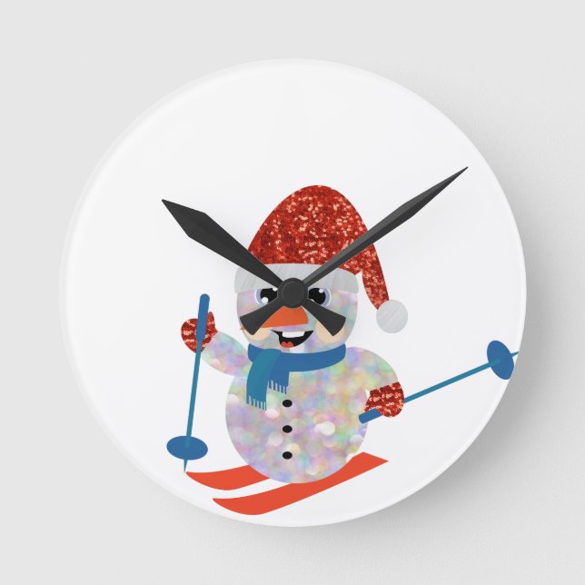 christmas snowman round clock (Front)