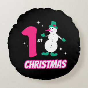Christmas snowman round cushion