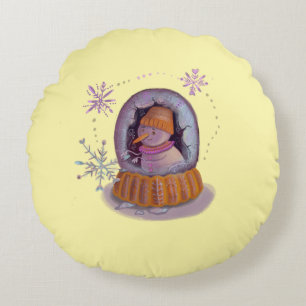 christmas snowman round cushion