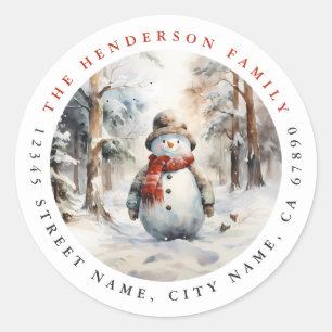 Christmas Snowman Round Stickers