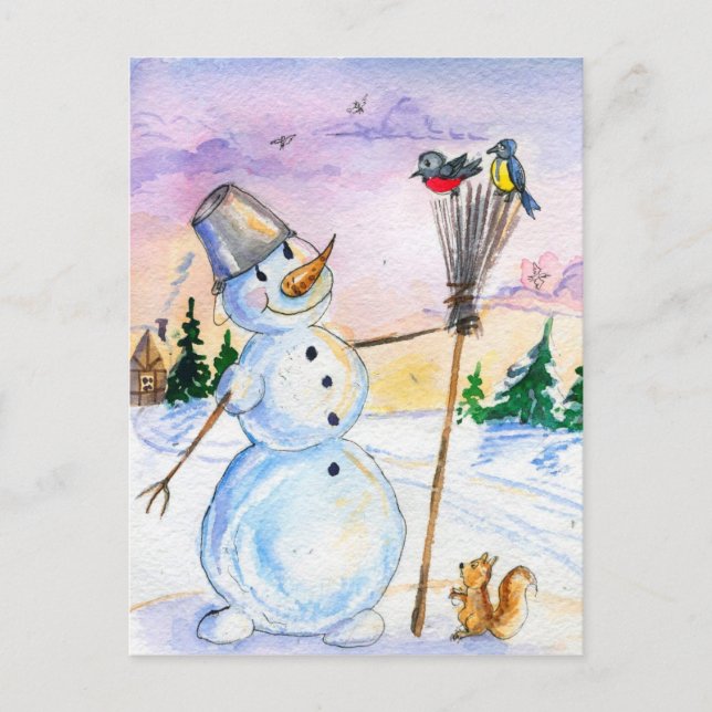 Christmas snowman Russian style card (Front)