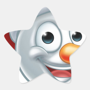 Christmas Snowman Santa Hat Emoji Star Sticker