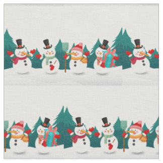 Christmas Snowman Scenery Fabric