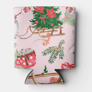 Christmas Snowman Seamless Pattern. Can Cooler