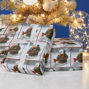 Christmas Snowman Shoveling Snow Wrapping Paper