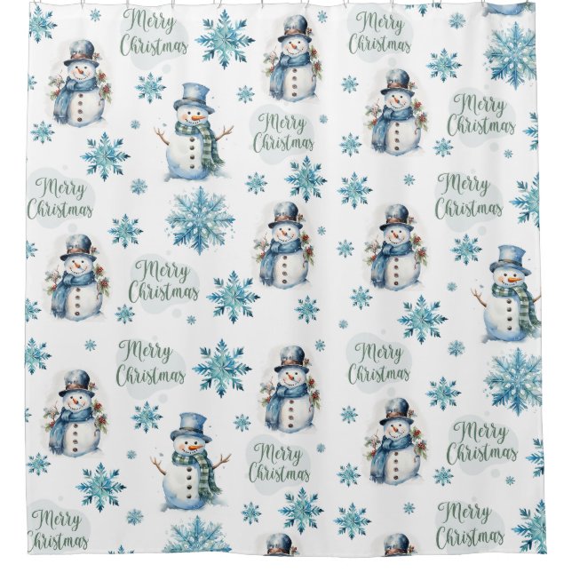 Christmas Snowman Shower Curtain (Front)
