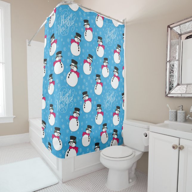 Christmas snowman shower curtain (In Situ)