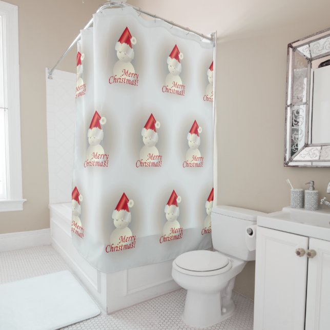 Christmas Snowman Shower Curtain (In Situ)