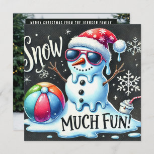 Christmas Snowman Snow ball much fun  Holiday Card