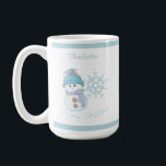 Christmas Snowman Snowflake Cute Coffee Mug<br><div class="desc">This Cute Christmas Snowmen & Snowflake mug will put you in the holiday spirit when you drink your morning coffee. This whimsical design features a cute snowman with the words Merry Christmas in a brush script font. Add your name to personalise the mug.</div>