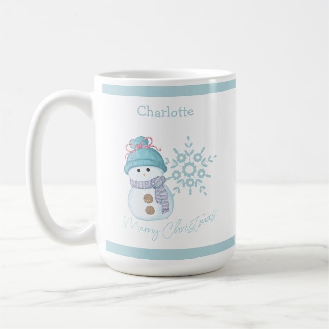 Christmas Snowman Snowflake Cute Coffee Mug (Left)
